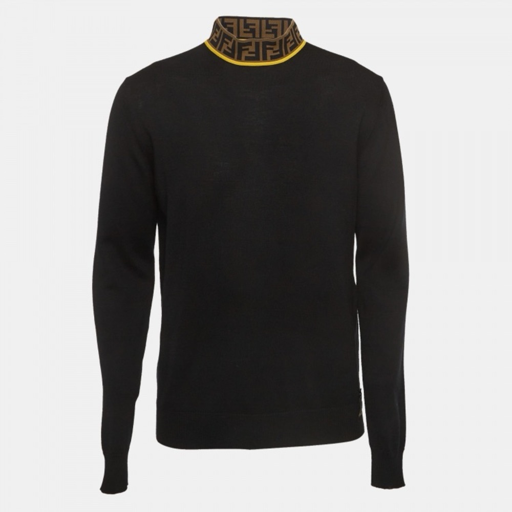 Fendi Zucca FF Logo Men's Black Wool
Pullover Jumper Sweater SIZE:54 IT/ US XXL